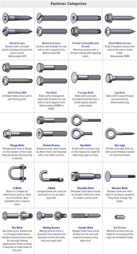 The Different Types Of Screws Are Shown In This Diagram
