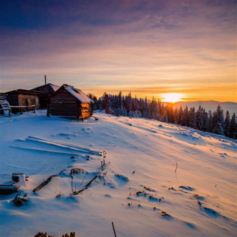 Beautiful Winter Landscape In The Carpathian Mountains Stock Photo