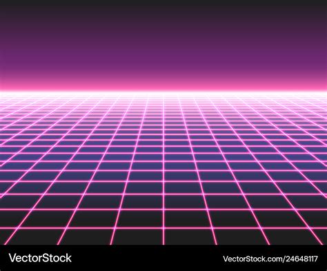 Retro Futuristic Neon Grid Background 80s Design Vector Image