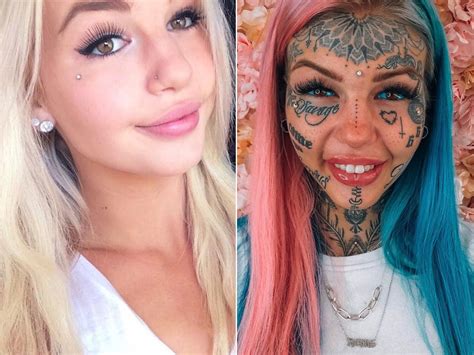 a woman who has spent 70 000 on tattoos and body modifications looks completely different in