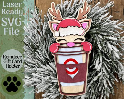 Reindeer Gift Card Holder Svg File For Laser Cutters Etsy Uk