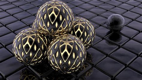 3d View Abstract Black Spheres Egg Wallpaper 5707