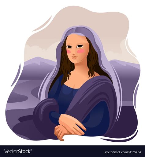 Cartoon Color Character Person Mona Lisa Vector Image