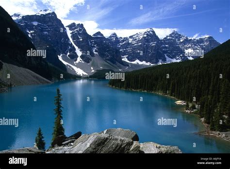 Lake Moraine Canada Alberta Stock Photo Alamy