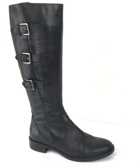 Ecco Hobart 25 Black Leather Amputee Boot Knee High Us Women 85 Ss12