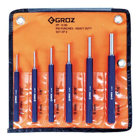 Groz Pphd6st Pin Punch Set Hex Shank 6 Piece Gz 25612