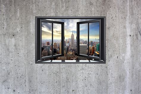 New York Through Window Concrete Wall High Quality Wall Murals With