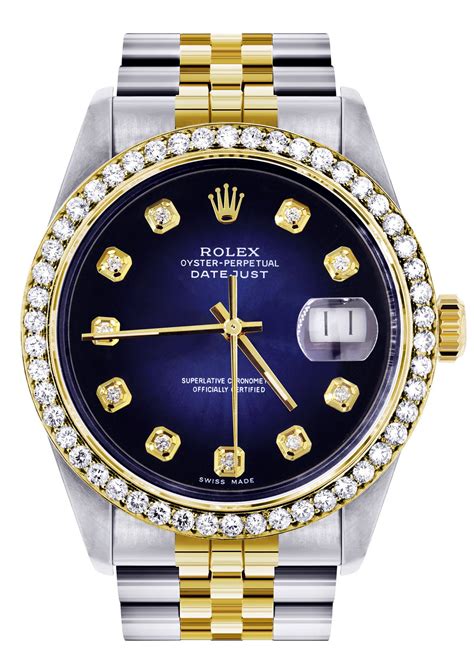 Rolex offers a wide assortment of oyster perpetual and cellini watches. Diamond Gold Rolex Watch For Men 16233 | 36Mm | Blue Dial ...