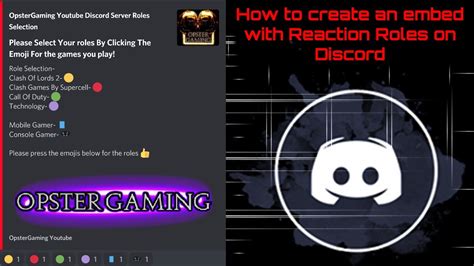 How To Create A Reaction Roles Embed On Discord Tutorials Discord Youtube