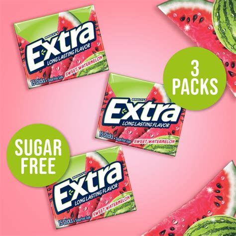 Extra Sweet Watermelon Sugarfree Gum 3 Pack Extra
