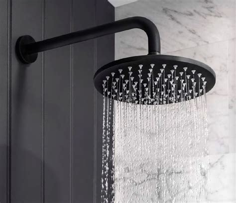 These consist of a shower head and a faucet handle trim. Matt Black Round Stainless Steel Slim Shower Head | Black ...