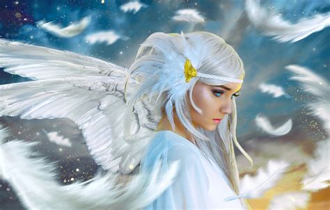 Wallpaper Girl Angel Feathers White Wings Images For Desktop