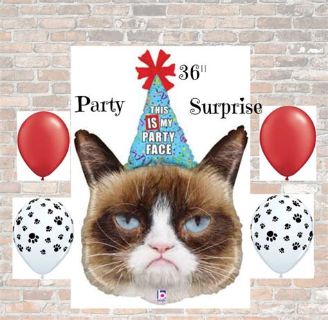 Grumpy Cat Huge 36 Balloon This Is My Party Face By Partysurprise