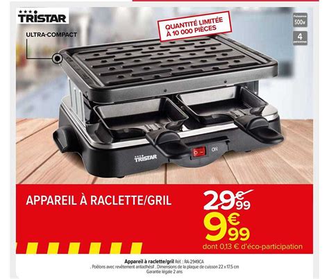 Promo Appareil Raclette Gril Tristar Chez Carrefour Market Icatalogue Fr