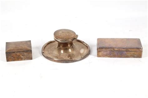 Sold Price An Early 20th Century Silver Capstan Inkwell And Two