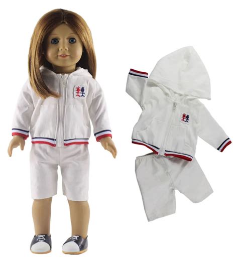 High Quality American Girl Doll Clothes Doll Accessories Fashion White Sports Suit For 18 Inch