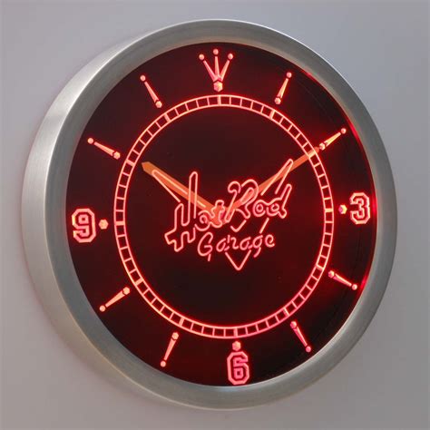 Hot Rod Garage Led Neon Wall Clock Safespecial