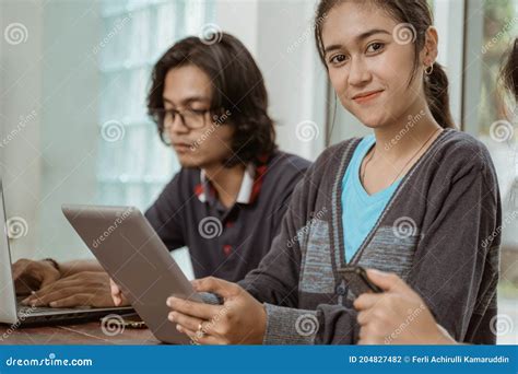 Portrait Students Working In Groups Stock Photo Image Of Generation