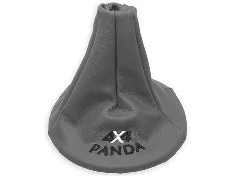Gear Stick Gaiter For Fiat Panda Ii 2003 2012 Gray Leather Embroidery