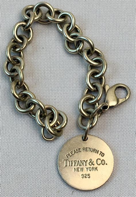 Lot Vintage Please Tiffany And Co New York 925 Round Tag Charm Bracelet 36 6g