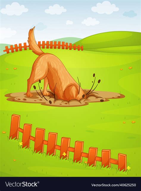 A Dog Digging Hole In The Ground Royalty Free Vector Image