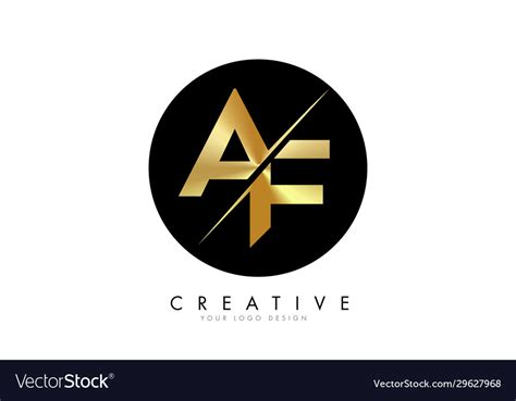 Af A F Golden Letter Logo Design With A Creative Vector Image