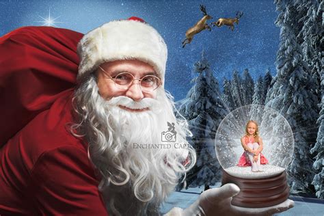 Santa Holding Snow Globe Christmas Background Digital Santa Etsy