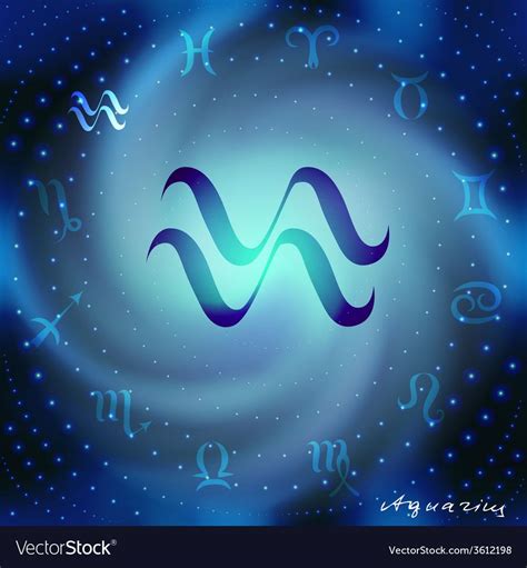 Space Spiral With Astrological Aquarius Symbol In Center Download A
