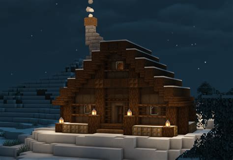 Amethyst Block Minecraft Snowy Cottage Log Cabin 🌲