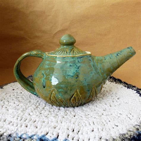 Pottery Teapots Ceramic Teapots Basement Studio Green With Blue
