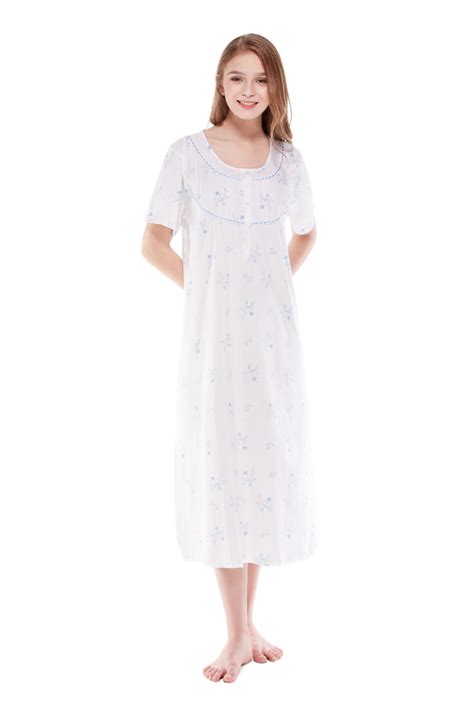 Keyocean Women Nightgowns 100 Cotton Short Sleeve Soft Lightweight