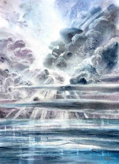 Mystery Sky Original Watercolour Painting Violetta Kurbanova