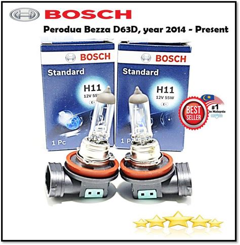 Bosch Headlamp Headlight H11 Light Bulbs For Perodua Bezza D63d Year