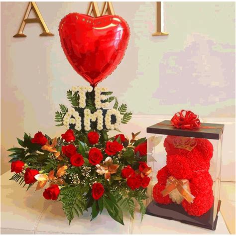 Te Amo Roses And Letters Flower Arrangement 2 Love