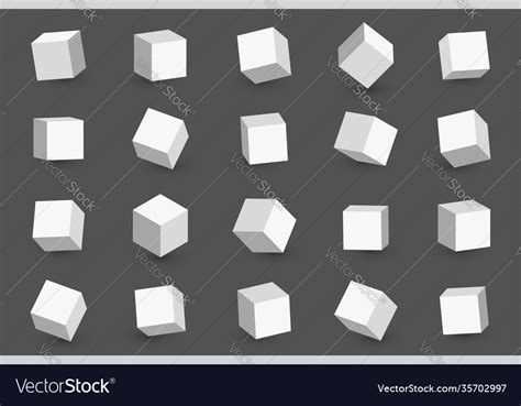 3d Cubes In Different Perspective Angles Vector Image