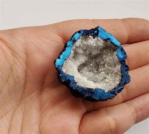Opal Cobalt Blue Druzy Stone Iridescent White Opal Crystal Etsy