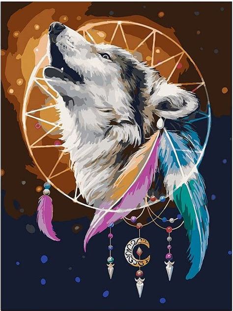 Wolven Dream Catcher Paint By Numbers Dream Catcher Painting Most