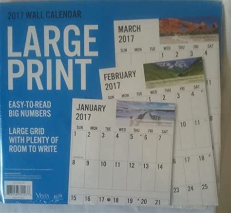2017 Large Print Wall Calendar Office Products
