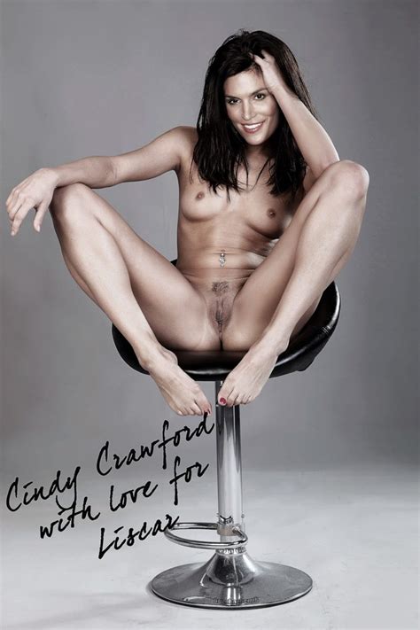 Cindy Crawford Posing Faked Naked On A Chair With Trimmed