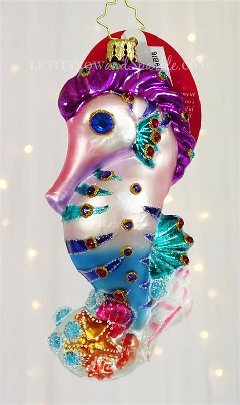 Christopher Radko Jewels Of The Sea Seahorse 1021160 Christmas Ornament