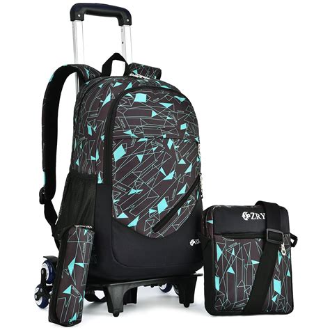 Vbiger 3pcs Rolling Backpack Fashionable And Durable And Practical School