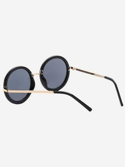 Black Frame Round Sunglasses Sheinsheinside