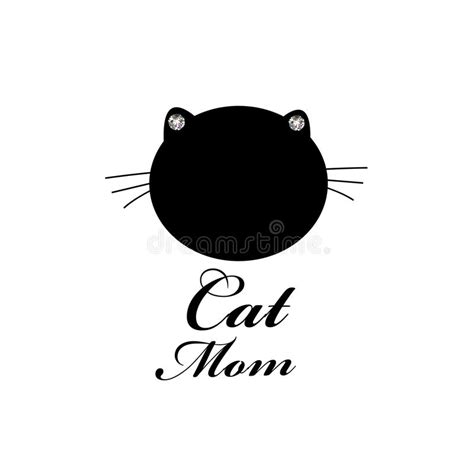 ``cat Mom`` Text With Black Paw Print Stock Vector Illustration Of