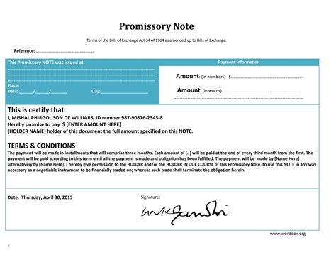 Free Promissory Note Templates Forms Word Pdf Template Lab