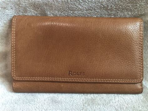 Rolfs Wallet Tri Fold Checkbook Camel Brown Leather Clutch Ebay