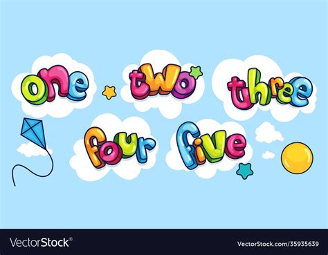 Kids Inscription One Two Three Four Five Vector Image
