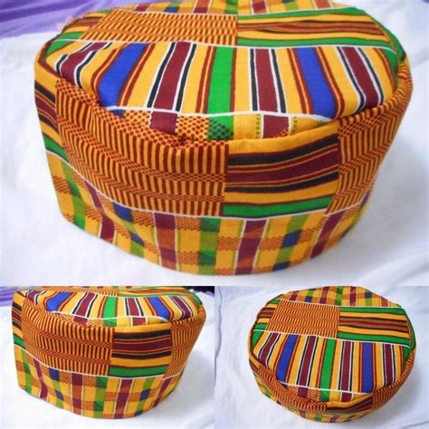 Men Kente Print Dashiki Hippie Boho African Traditional Kufi Hat Cap One Size Handmade
