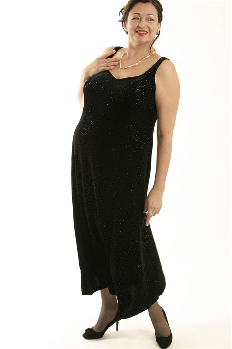 Plus Size Sheath Slip Dress Lycra Velvet Black Gold Sparkles 14 36