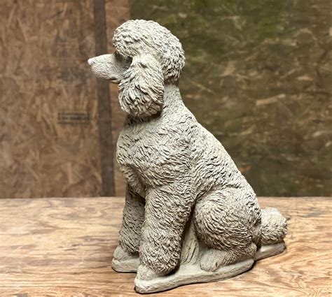 Concrete Poodle Dog Figure Realistic Poodle Statue Sitting Etsy