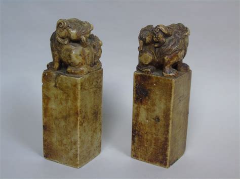 Antique Chinese Carved Soapstone Seals 702971 Uk